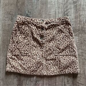 Mini Boden Brown and White leopard print Skirt corduroy size 11/ 12 girls